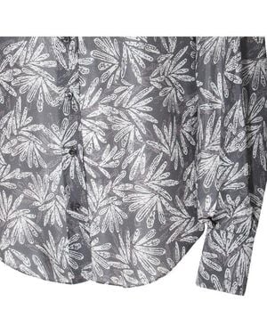 Brunello Cucinelli Coal Printed Silk Button Front Shirt - Gray