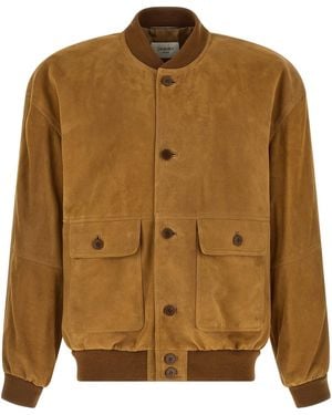 Saint Laurent Suede Bomber Jacket - Brown