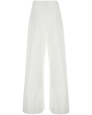Le Plain Popleine Pince Pants With Pleats And Pockets For Pants - White