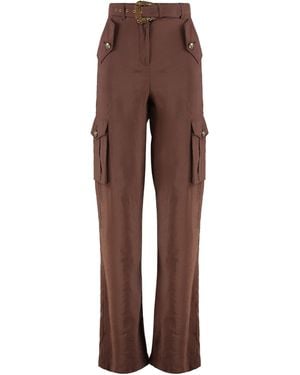 Versace Jeans Couture Versace Cargo Trousers Modal Wide-Leg - Brown