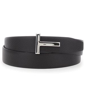Tom Ford 3Cm Soft Grainy Leather Calf Belt - Black