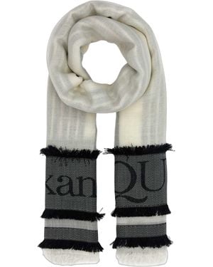 McQueen Alexander Mcqueen Chevron Patterned Knit Scarf — Ivory - Gray