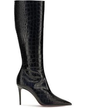 Paris Texas Vera Crocodile-Effect Leather Knee-High Boots - Black