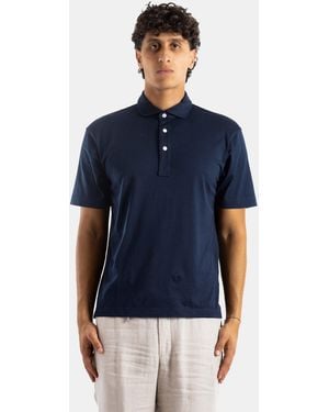 Handvaerk Short-Sleeved Pima Cotton Polo Shirt Dark T-Shirts And Polos - Blue