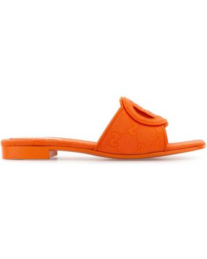 Gucci Gg Supreme Canvas Mules - Orange