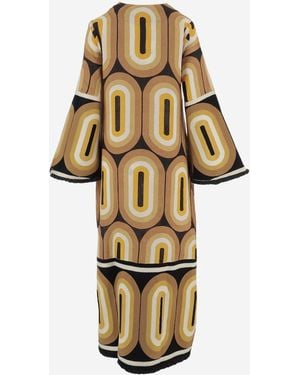 PHILIPPA 1970 Dress Linen With Geometric Print - Metallic