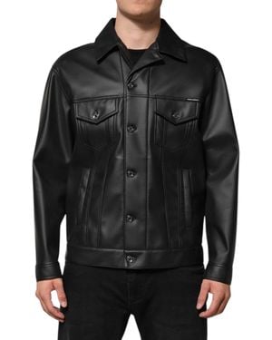 Dolce & Gabbana Black Polyester Button Down Biker Jacket