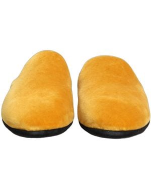 Dolce & Gabbana Yellow Suede Slides Flat Slipper Men Shoes - Orange