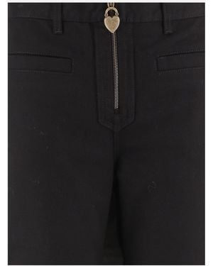 Chloé Cotton Trousers With Front Zip - Black