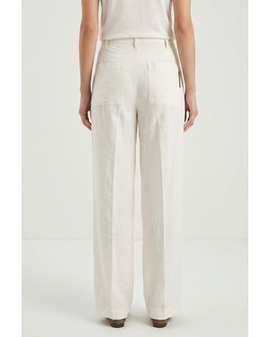 Brunello Cucinelli Off Linen Wide Trousers - White