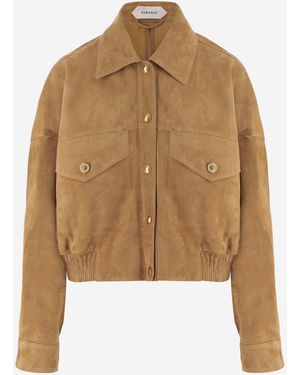 Versace Suede Jacket Lambskin - Brown