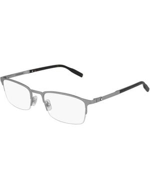 Montblanc Eyeglasses Rectangle Semi Rim, Frame And Clear Demo Lens Mb0117O002 Sunglasses - Metallic