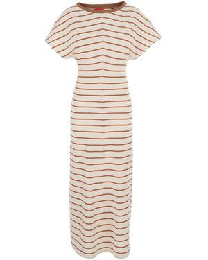 ..,merci Dress Abm088V1 With V-Neck And Short Sleeves Cotton For - White