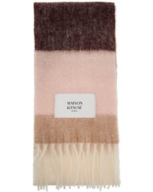 Maison Kitsuné Alpaca Wool Fringed Scarf - Brown