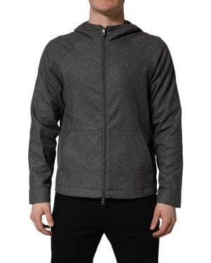 Dolce & Gabbana Cotton Hooded Full Zip Bomber Jacket Nylon Clothing - Grey