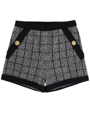 Balmain Cotton Tweed Shorts - Black