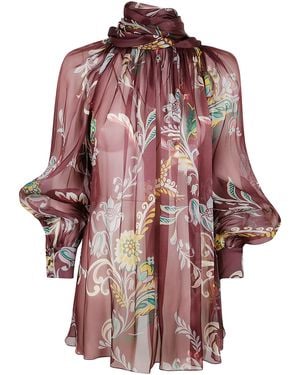 Etro Ruched Top With Scarf - Red