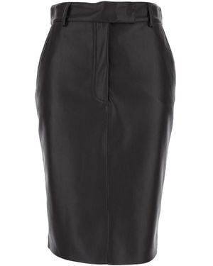 Le Plain Leather Skirt With Hidden Front Closure For - Black