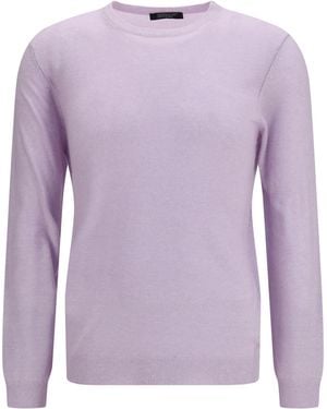 Aragona Cashmere Crewneck Sweater Cashmere And Linen Kashmir/Capra Hircus - Purple
