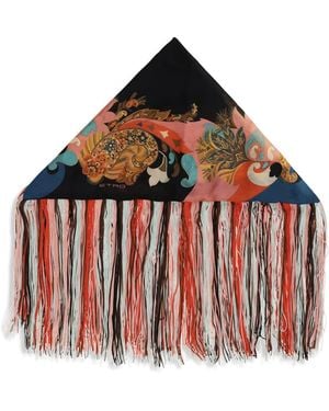 Etro Floral Fringed Paisley Scarf - Red