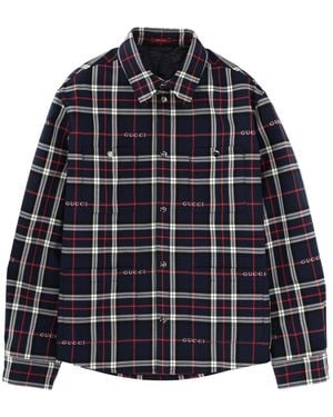 Gucci Overshirt With Logo Cotton Jacket - Blue