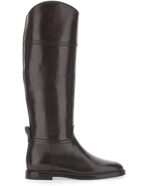 Brunello Cucinelli Boots With Monile Detail On The Back And Side Zip Closure - Brown