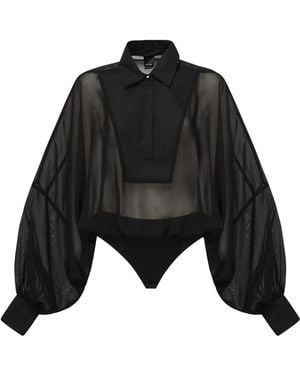 Pinko Chiffon And Poplin Bodysuit - Black