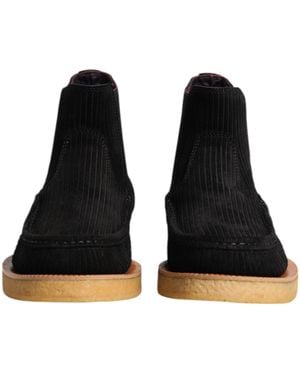 Dolce & Gabbana Calf Suede Slip On Ankle Boots Shoes Elastane Polyester Calfskin - Black
