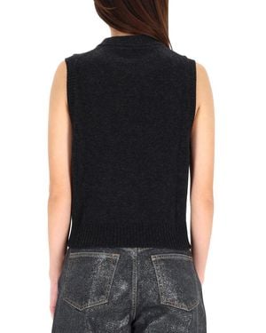 Ganni Vest Wool Waistcoats & Gilets - Black