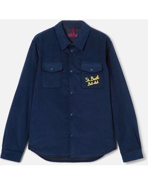 Mc2sb Overshirt Chalet With Pocket And St. Barth Bob Club Embroidery Jacket - Blue