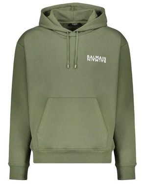 Balmain Logo Motif Hoodie - Green