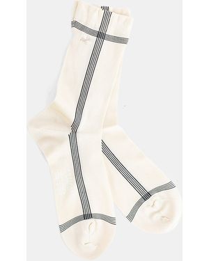 Antipast Ecru High Socks With Fine Stripes - Natural