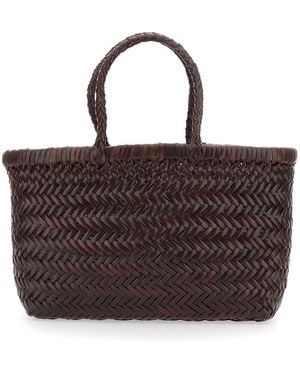 Dragon Diffusion Basket Bag Mini Flat Gora Leather Handbags - Brown
