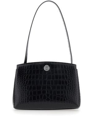 Liffner Clutch Bag Croc-Embossed Leather Calf - Black