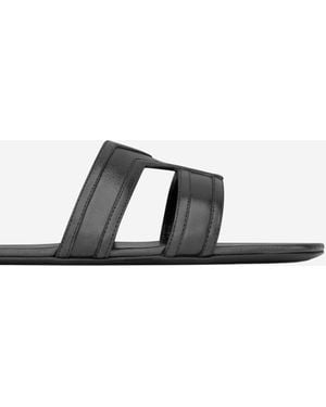 Saint Laurent Leather Sandals Calf - Black