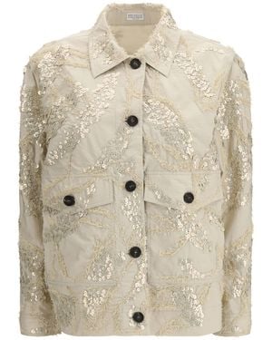 Brunello Cucinelli Embroidered And Sequined Jacket - White