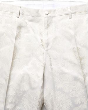 Dolce & Gabbana Floral Dress Formal Trouser Trousers Polyester Acetate Nylon - Natural