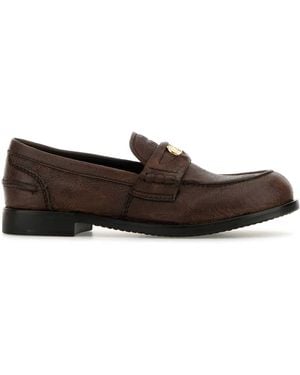 Miu Miu Leather Loafers - Brown