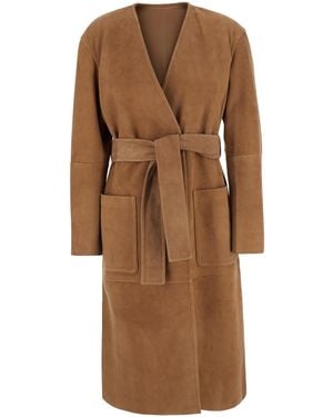 Max Mara Coat Portici Suede Lamb - Brown
