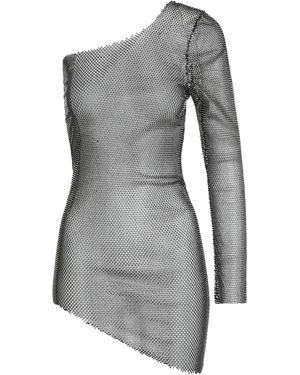 Santa Brands Mesh Dress With Rhinestones Other Fibers - Gray