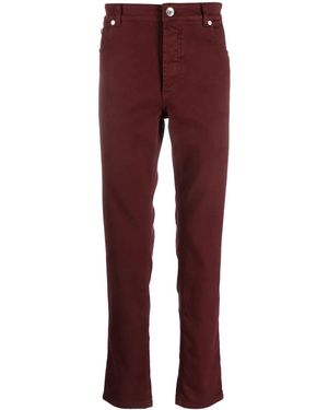 Brunello Cucinelli Burgundy Straight Leg Trousers - Red