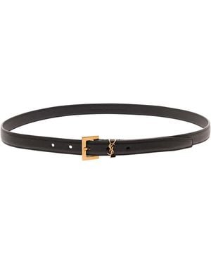 Saint Laurent Leather Belt With Gancini Buckle — Calf - White