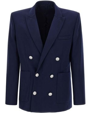 Balmain Grain De Poudre Blazer - Blue