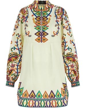 Etro Printed Poplin Dress - White