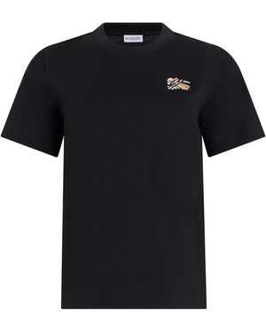 Burberry T-Shirt With Tartan Detail, Cotton T-Shirts & Jerseys - Black