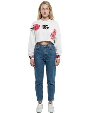 Dolce & Gabbana Dolce & Gabbana Floral Logo Graphic Sweatshirt - Blue