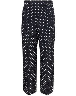 Valentino Garavani Black Silk Cropped Trousers - Blue