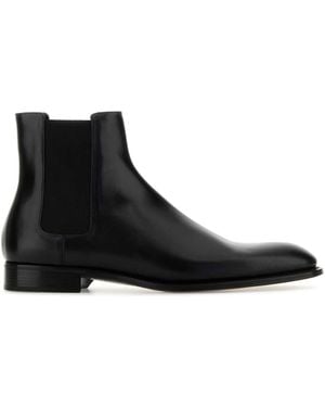 Saint Laurent Leather Chelsea Ankle Boots - Black