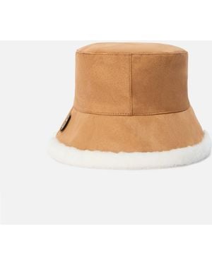 MC2 Saint Barth Bucket Hat Double Suede Fur, Reversible - White
