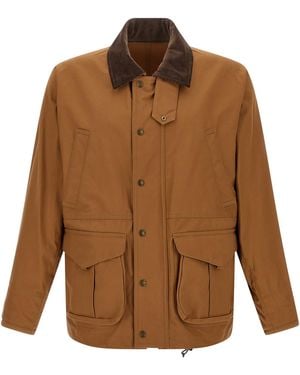 Junya Watanabe Cotton Canvas Jacket With Wool Back Insert And Corduroy Collar - Brown